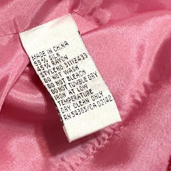 Nygard Pink Silk Blend Blazer Jacket Sz 12 Fringe Trim Flower Accent Career Chic - Picture 12 of 12